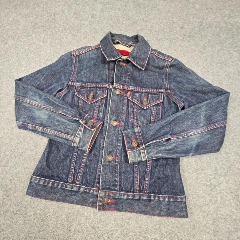 Chaqueta Levis Niño PEQUEÑA Azul Denim Manga Larga Motociclista Botón Algodón Occidental Talla S Foto 3 de 4