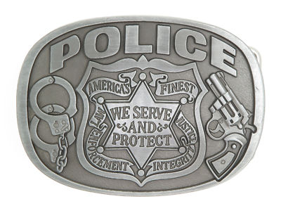 Police America's Finest We Serve and Protect Law Enforcement Metal Belt  Buckle