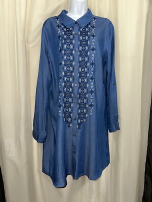 mia denim dress Size:7 US edge trim atr_lbody-Tops-Hip lb