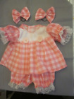 Cpk doll clothes/pink check dress/bloomers/hair bows