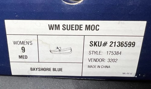 Lands’ End Bayshore Blue Suede Moccasin Slip On Shoes Light Blue Women’s Size 9M - Picture 4 of 24