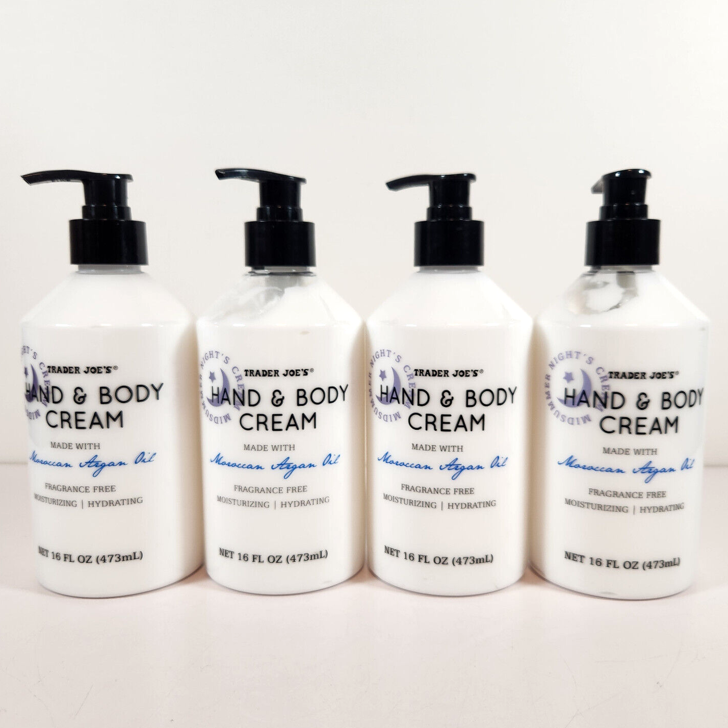 4 Pack Trader Joe's Midsummer Nights Cream Hand Body Lotion Argan Oil