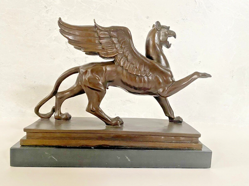 Handgefertigt Bronze Greif von Branitz -Fabelwesen Bronze Figur auf Marmorplatte - Bild 3 von 12