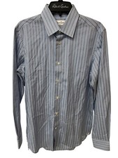 Robert Graham Designer Mens Blue Striped Long Sleeve Dress Shirt Sz 39 15.5