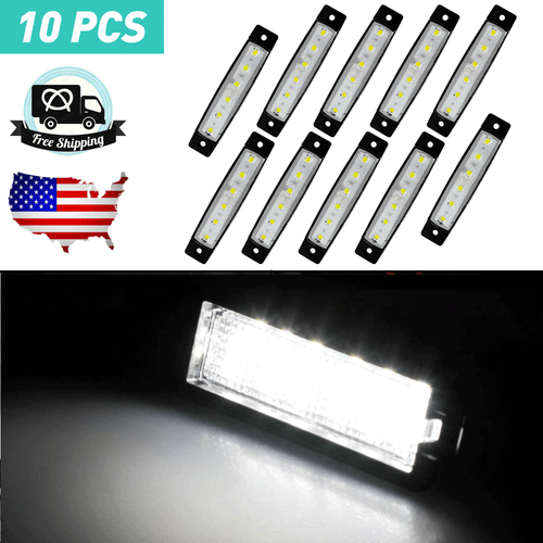 10pcs White LED Side Marker Clearance Light Truck Trailer Waterproof Free Return - Afbeelding 1 van 10