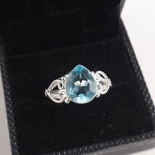 Blue Topaz Gemstone 925 Sterling Silver Ring Handmade Jewelry Ring Gift For