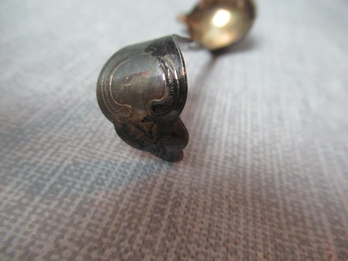 2 Antique Silver Plated Open Salt Bowl & Miniature Serving Spoon - Japan - e5 sb - Picture 10 of 17