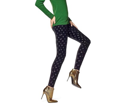 Black Burnout Dot Velvet Leggings Size 