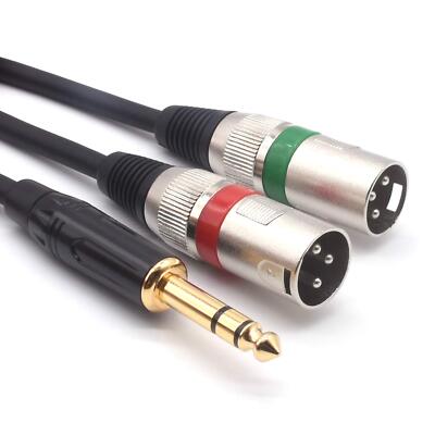 10ft 6.35mm 1/4inch Trs Male Plug To 2 Dual Xlr Male Stereo Unbalanced Y Split