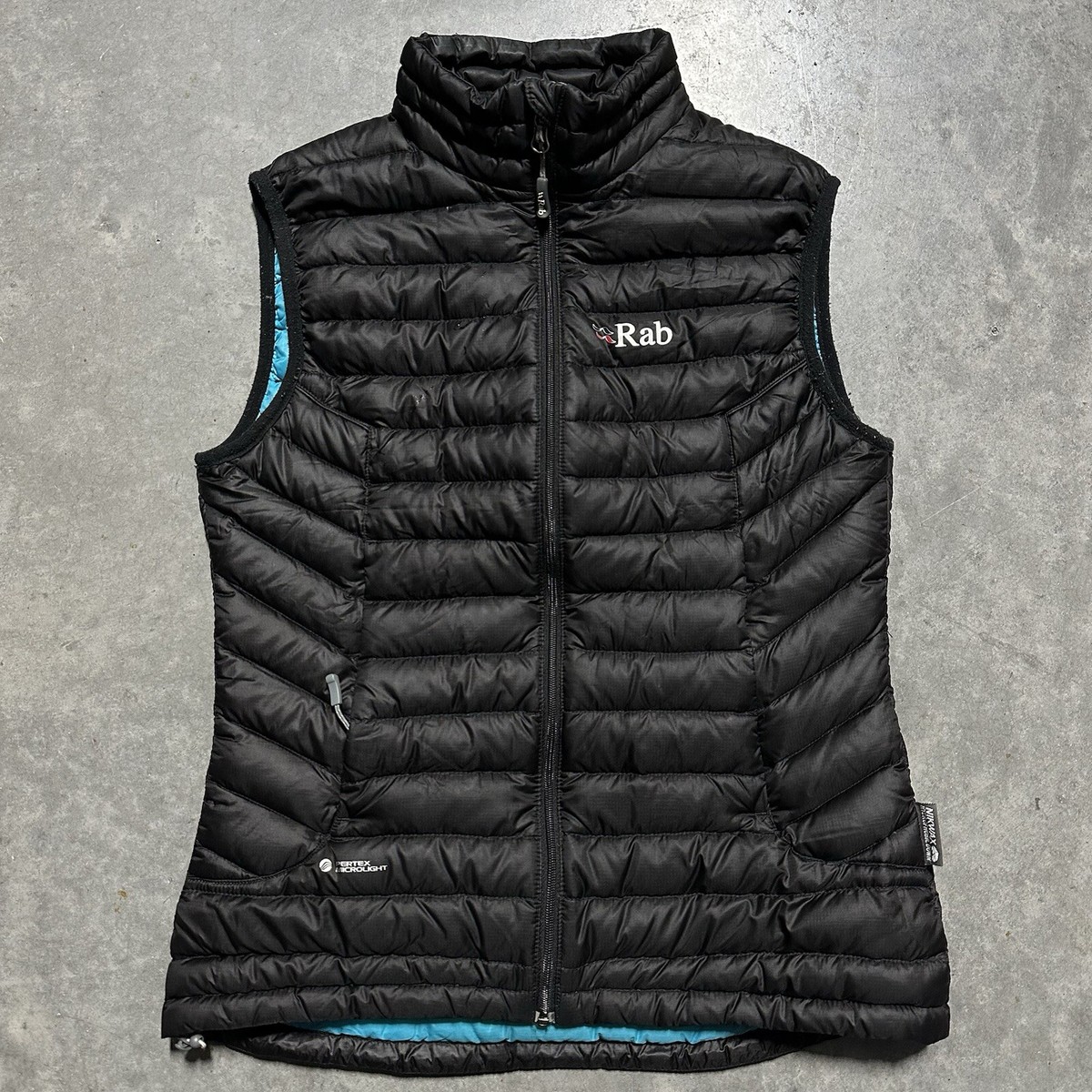 RAB Womens Microlight Down Puffer Vest Gilet Bodywarmer Pertex Black UK  Small