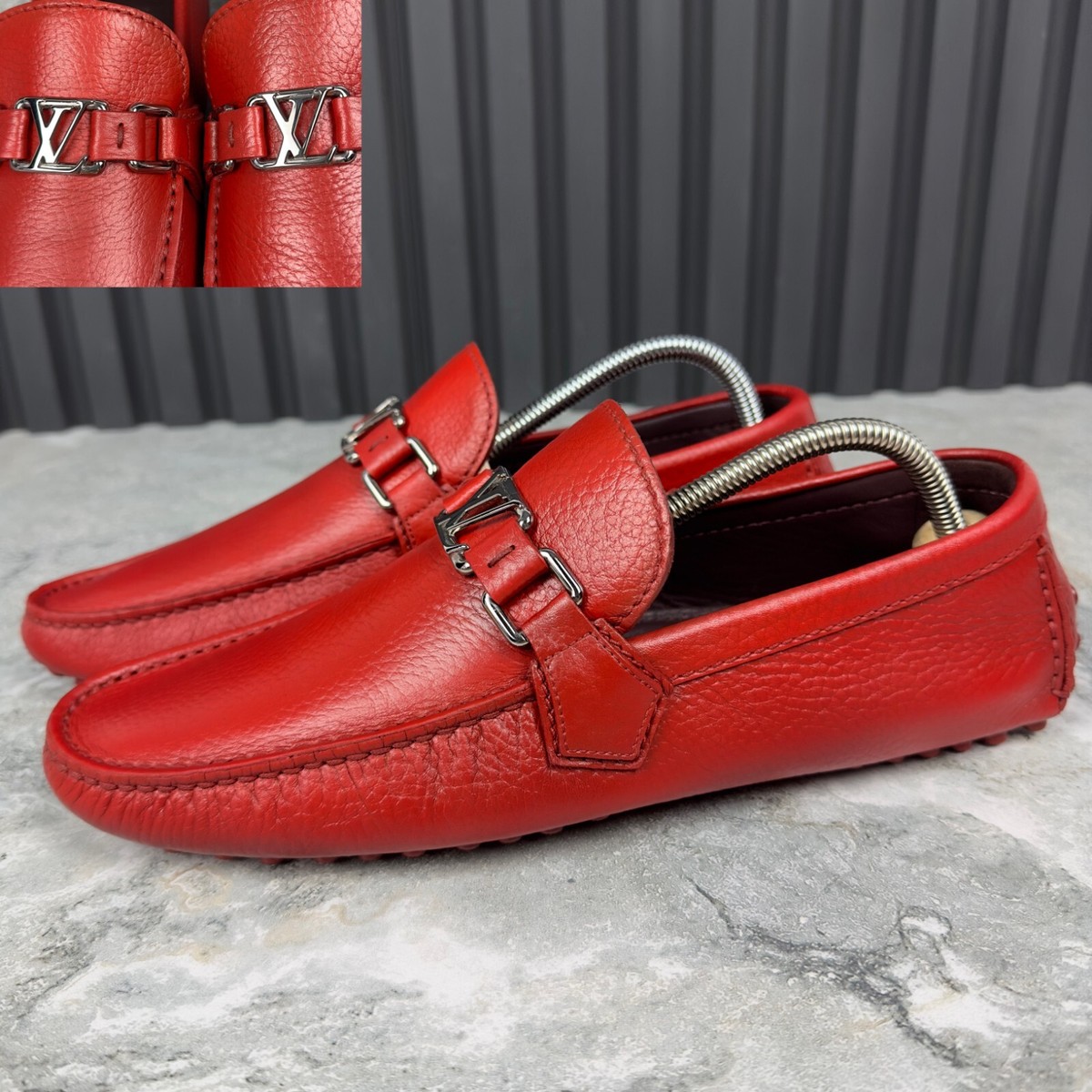 LV Driver Mocassin (White leather) Used size 9 Louis Vuitton Mans white leather monogram... | Depop main image 2