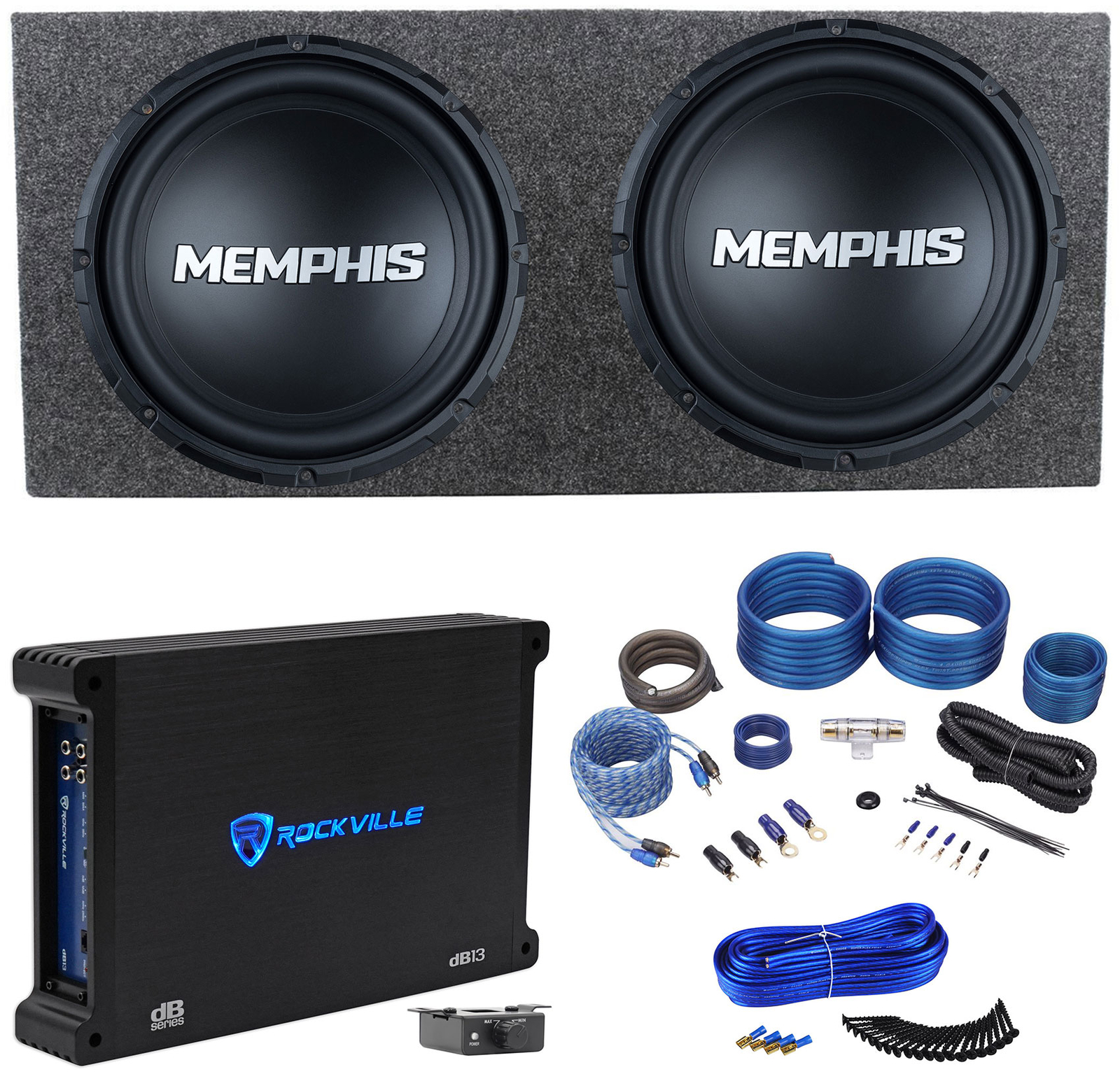 2 Memphis Audio SRX1240V 12 автомобильных сабвуферов мощностью 300 Вт Герметичная коробка Усилитель Комплект усилителей 59190₽