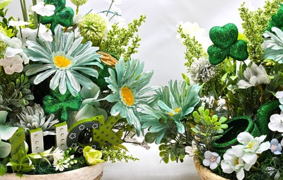 St. Patrick's Day Floral Centerpieces - Luck Sign or Leprechaun Pipe Options