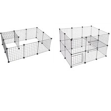 Freigehege DIY Welpenauslauf Kleintiergehege Laufgitter mit Tür Kaninchen Hasen