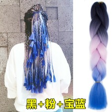 Coloured Twist Braids Synthetic Fiber Jumbo Braiding Black Pink SapphiveBlue