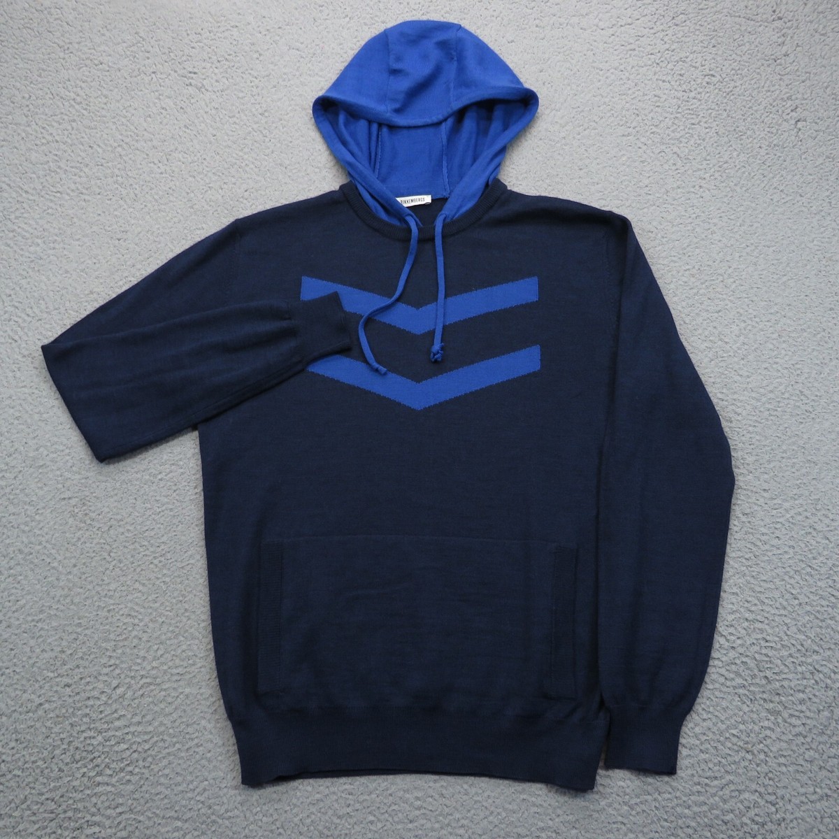 Dirk Bikkembergs Mens Wool Hoodie Navy Blue Knit Sweater M