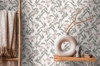 Vliestapete Beeren Floral BläTter Zweige BlüTen Weiß Grau 39430-4 (4,67€/1Qm)