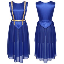 Women's Praise Dance Dress Sleeveless Lace-up Sides Split Overlay Tunics Worship