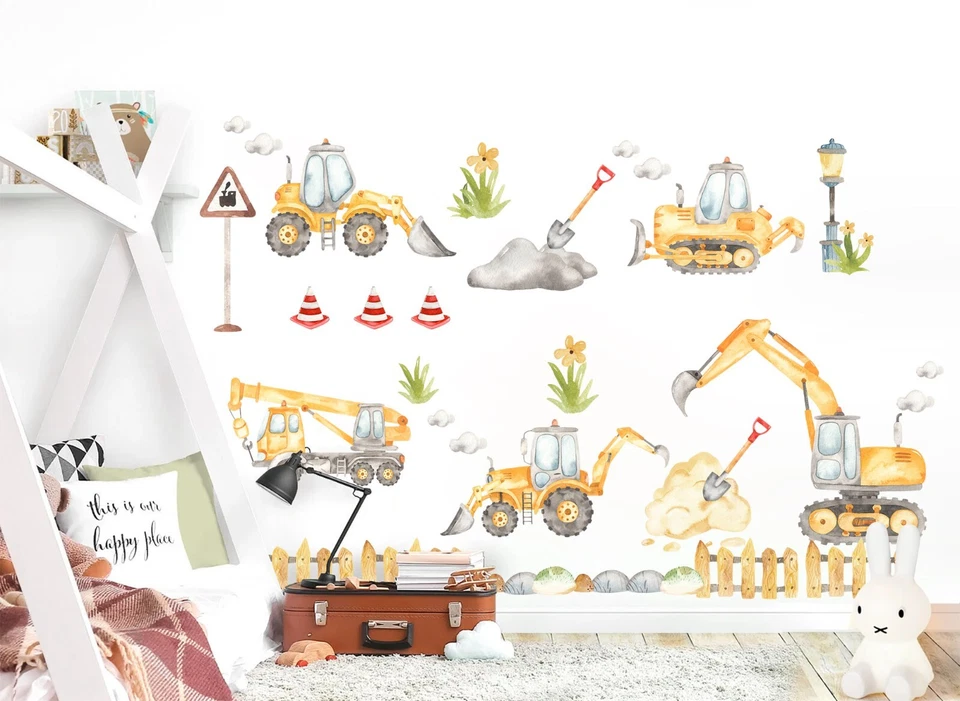 Engineering construction Vehicle Crane Trucks Nursery Wall Decal Sticker decor - Image 2 of 4