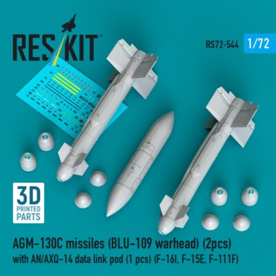 1:72 AGM-130C missiles (BLU-109 warhead) 2pcs with AN/AXQ-14 data link pod 1pcs