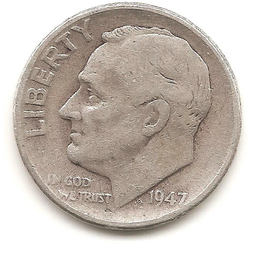 1947 P  Roosevelt Dime -  VG (90% silver)