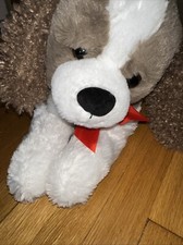 Walmart Plush Puppy Love Dog Brown White Spaniel Stuffed Animal Floppy Red Bow