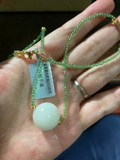 NEW HIGHEND*RARE*GORGEOUS HETIAN WHITE JADE稀有天然和田白玉大珠尖晶石项链 GREEN SPINEL NECKLACE