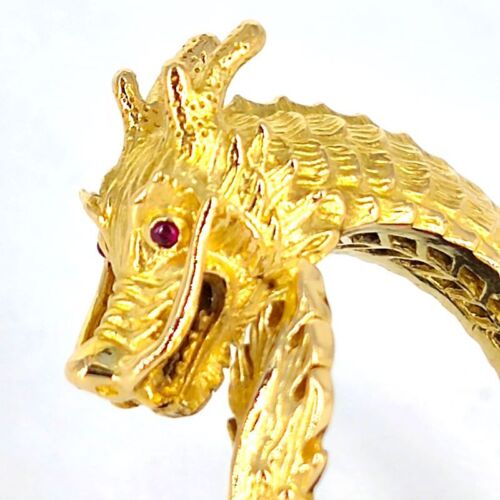 Imposanter Vintage Drachenring aus 750er Gelbgold mit Rubinaugen - Bild 2 von 9