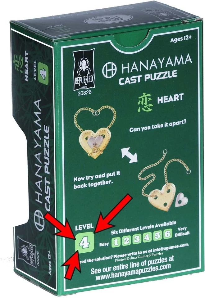 Hanayama Cast Puzzle Modelo: "CORAZÓN" Nivel: 4 Foto 2 de 4