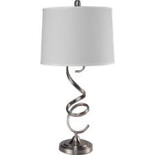 NEW Elegant Satin Nickel Base w/ White Fabric Shade Finish 31" Table Lamp 31192T