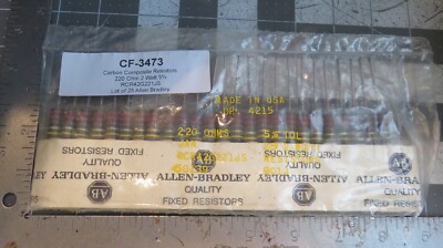 x25 Allen Bradley RCR42G221JS Carbon Comp Resistor 220 Ohms Pwr-Rtg 2 W Tol 5%