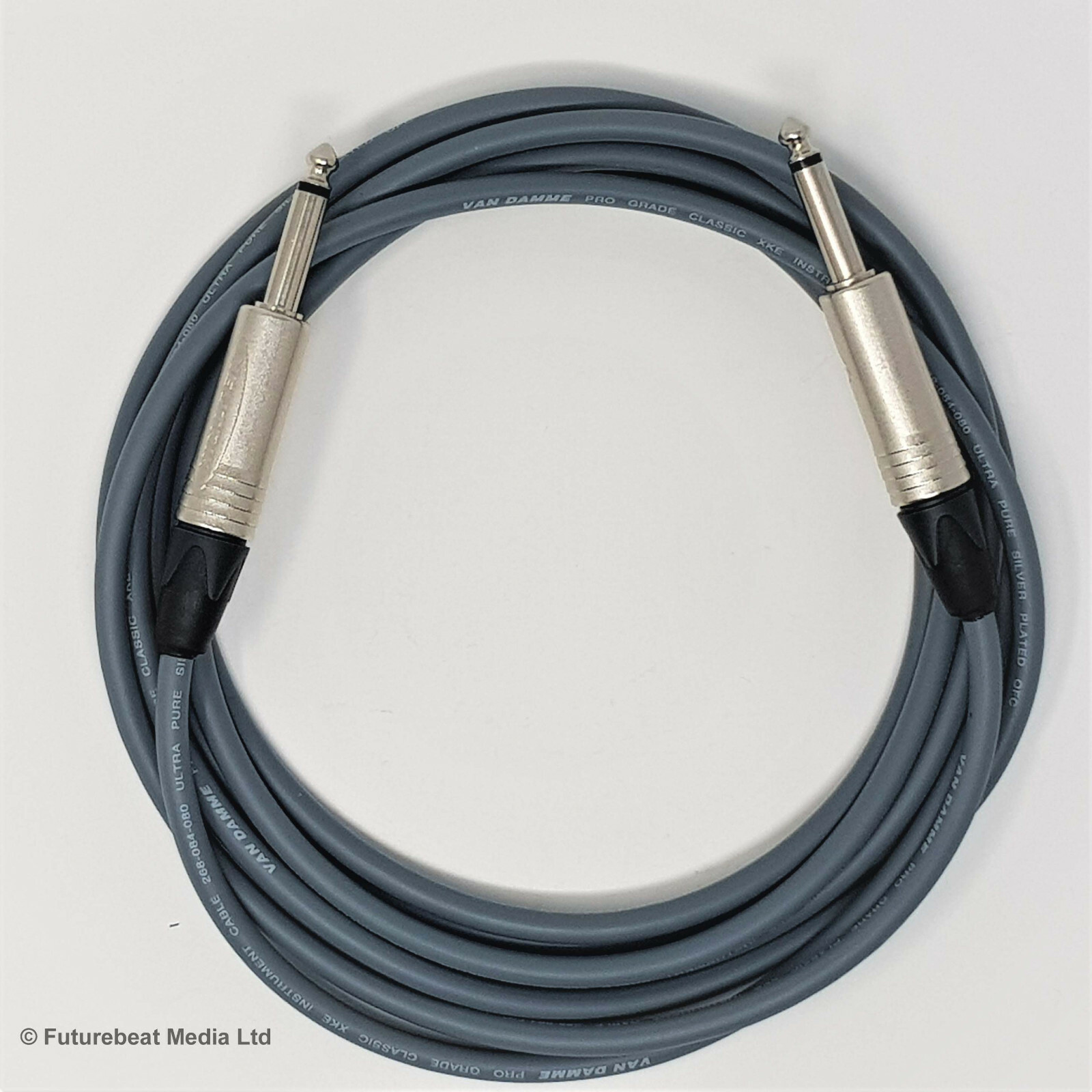 Van Damme Pro Cable Guitar Keyboard Lead Neutrik Jack to Jack Plugs Grey 3M