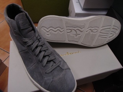 SANTONI SNEAKERS AUTENTICO CAMOSCIO TG 42 650,00 CART. SAN-AA42Z GRIGIO - Foto 7 di 9