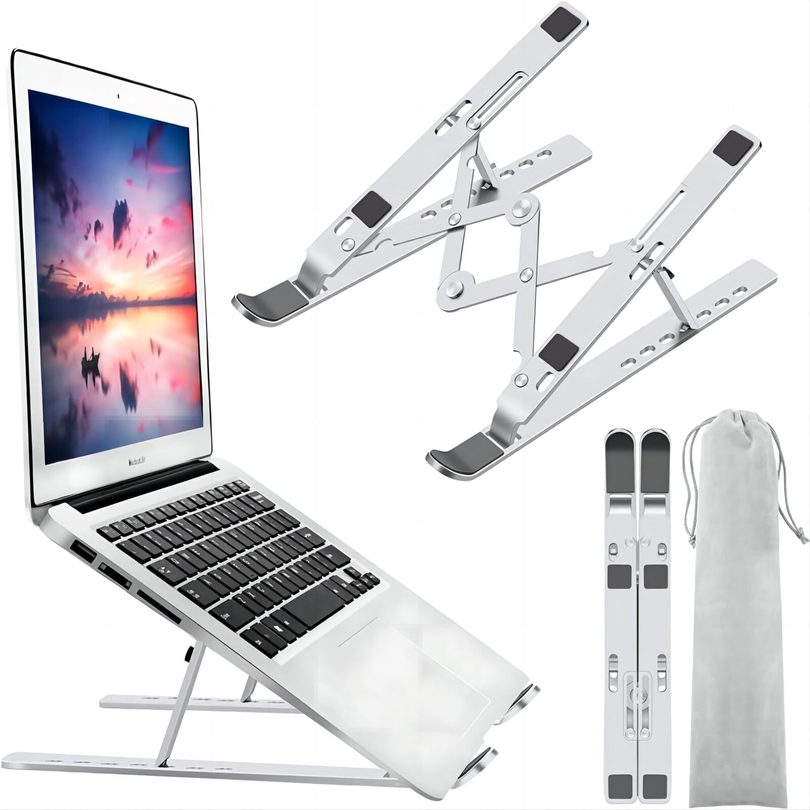 Adjustable Aluminum Foldable Laptop Stand Riser Holder for Computers  -image