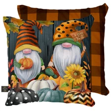 Fall Gnomes Humor Decorative Pillow Indoor Outdoor 17" x 17" Briarwood Lane