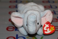 TY BEANIE BABY ORIGINAL PEANUT LIGHT BLUE 1995 SUPER REAR     
