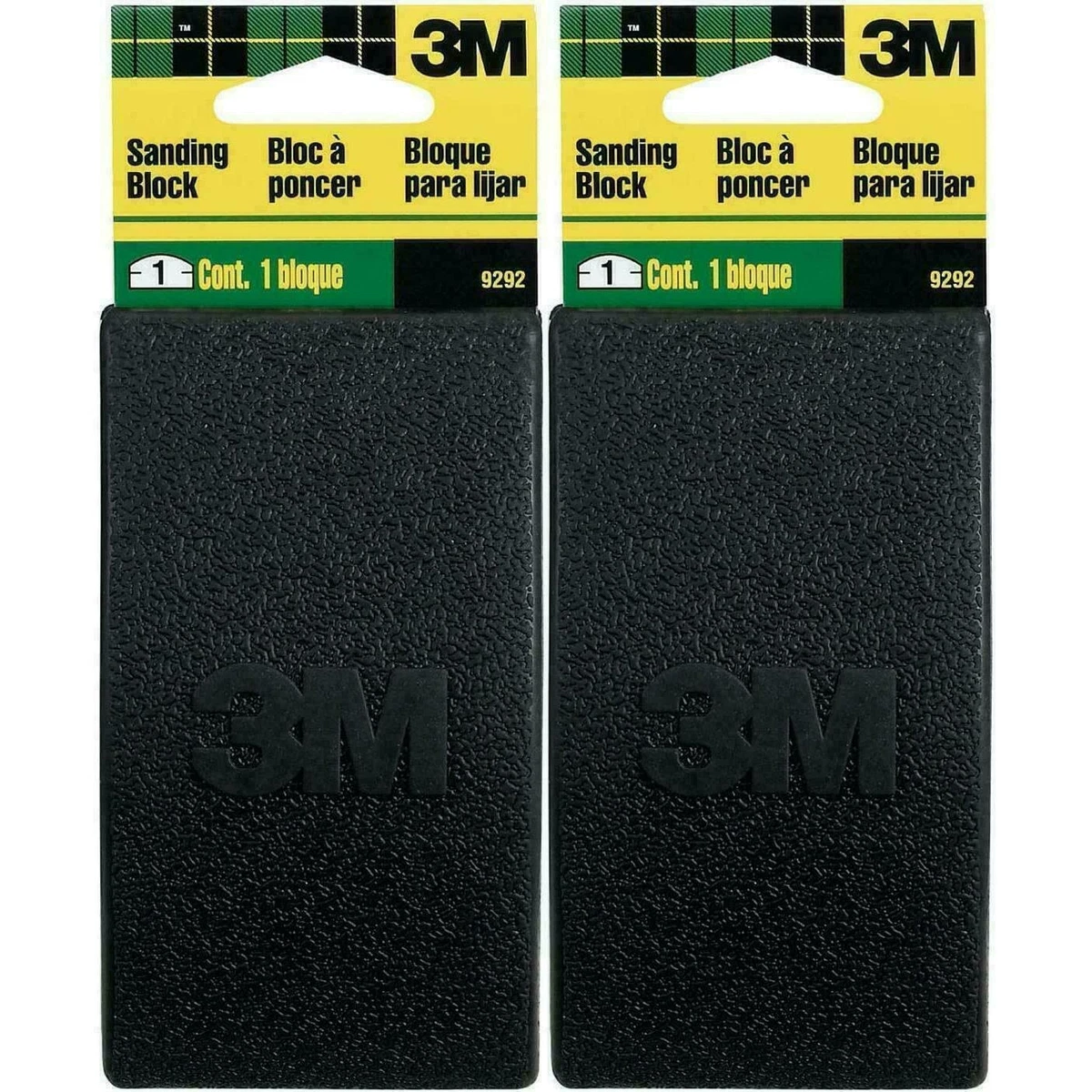 2 x 3M Rubber Sanding Block Easier Quicker Sanding Comfortable Grip 70 x 125mm