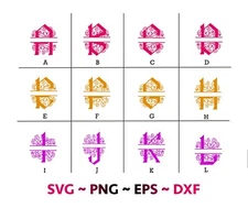Fancy Split letters SVG bundle, Fancy alphabets files, SVG files for cricut