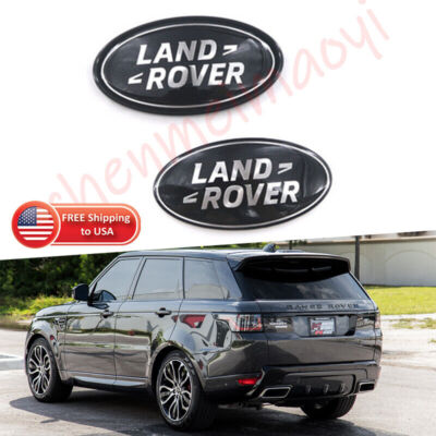 2pcs OEM Land rover Range Rover Tailgate+Grille Emblem Gloss Black Oval Badge