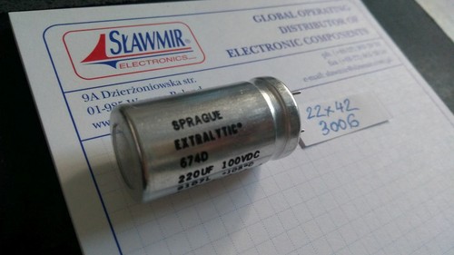 Sprague 220uF 100V 22X42 674D Ll Extralytic Electrolytic Capacitor 105C x2pcs - Picture 2 of 5