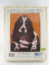 National Yarn Crafts  I NEED A FRIEND R833 Basset Hound Latch Hook Kit - NIB
