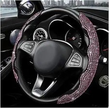 2pcs Steering Wheel Cover Sparkling Rhinestone Segmented Steering Color Pink