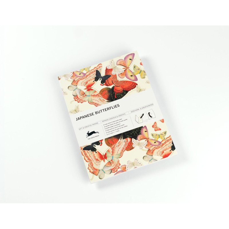 Papier scrapbooking papillons japonais pour loisirs créatifs, 12 feuilles de 50x70cm