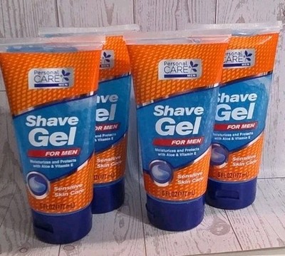 4 Tubes 6oz Sensitive Skin Care Shaving Shave GEL MEN Moisturizes ALOE Vitamin E