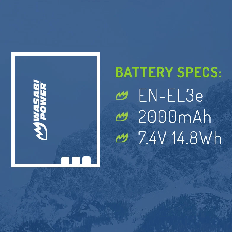 Batería Wasabi Power para Nikon EN-EL3e (paquete de 2) Foto 3 de 4