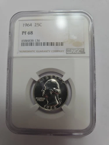 1964 Proof Washington Quarter 25C SILVER NGC PF68