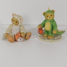 Lot of 2 Halloween Themed Cherished Teddies Figurines VTG Tabitha 1996 Rex 1997