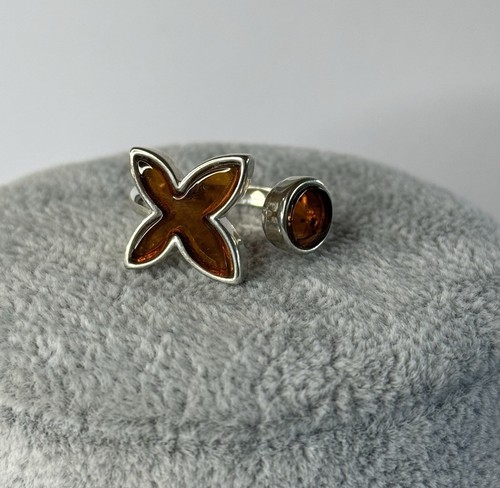 Genuine Baltic Amber Jewelry Ring with Sterling Silver.Amber Stone Ring Sizable. - Picture 2 of 10