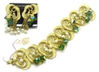 Vtg. Goldtone Rhinestone Goldtone Costume Jewelry Bracelet Earrings Set - 03