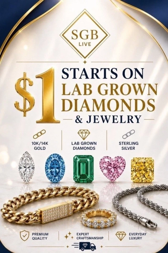 LAB DIAMONDS $1 STARTS, SOLID GOLD & STERLING SILVER 💍💎⛓️